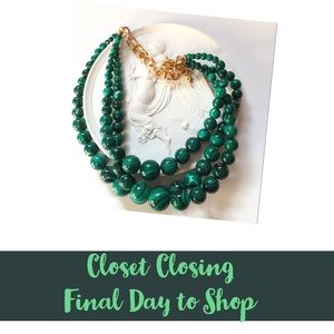 Joan Rivers 3 Strand Green Bead Necklace